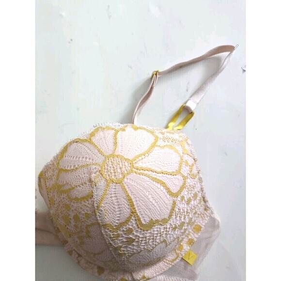 Victoria's Secret Bra Sexy Tee Push Up Floral Lace Green Beige T-Shirt P… - Picture 7 of 8